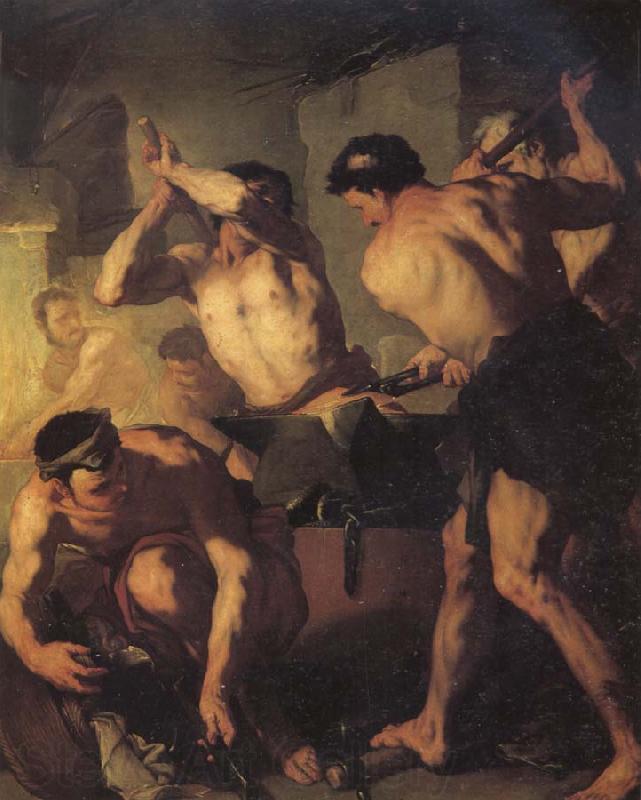 Luca  Giordano The Forge of Vulcan Norge oil painting art